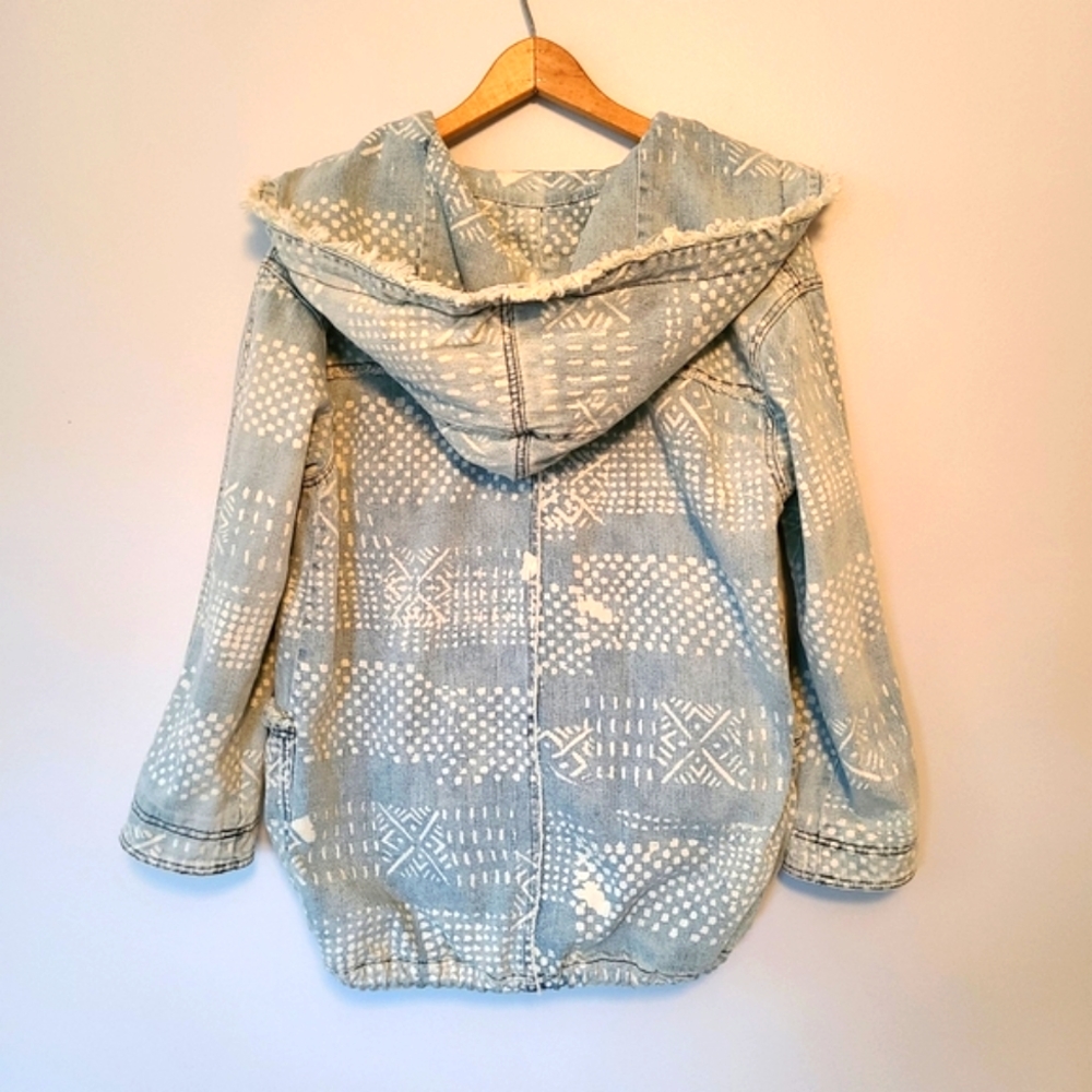 Free People Chambray Hooded Jacket Oversized Denim Coat XS - Picture 5 of 6